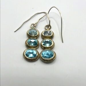 Elegant Gold and Blue Silver Dangle Earrings